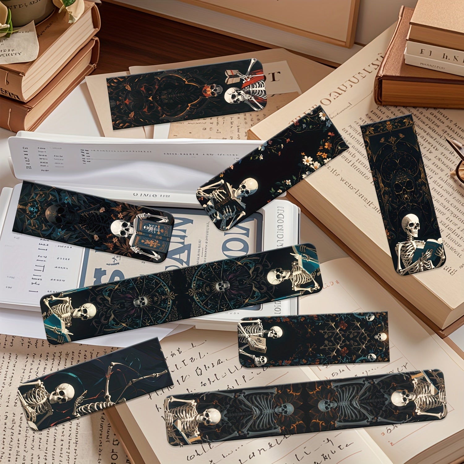 12pcs Skeleton Magnetic Bookmarks