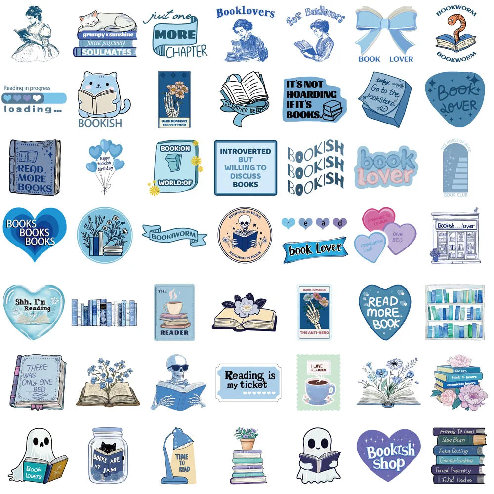 50PCS Blue Bookish Stickers