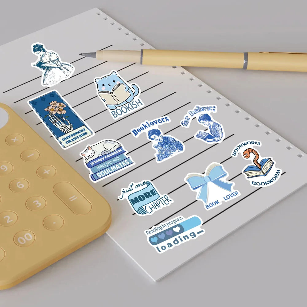 50PCS Blue Bookish Stickers