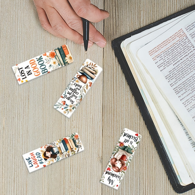 Floral Magnetic Bookmarks x4