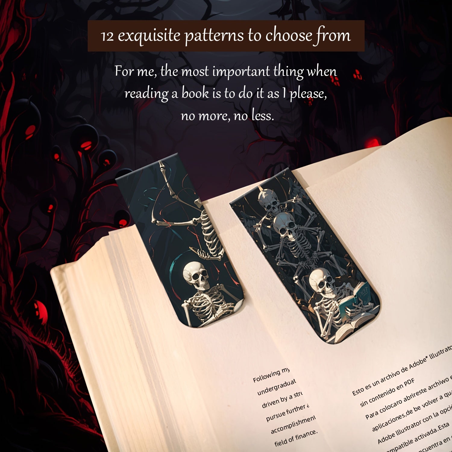 12pcs Skeleton Magnetic Bookmarks