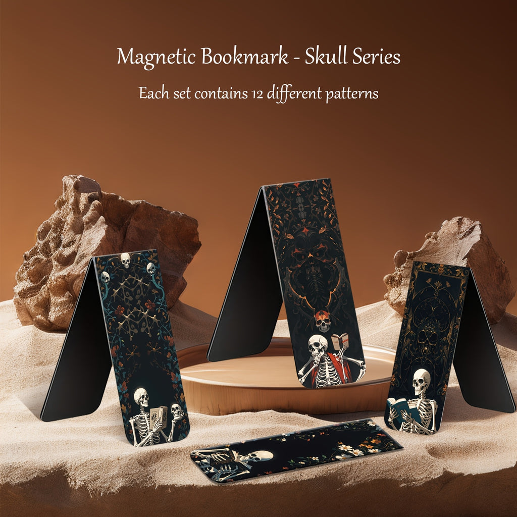 12pcs Skeleton Magnetic Bookmarks